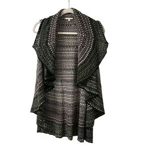 Mystree sweater knit circle vest multi color One Size